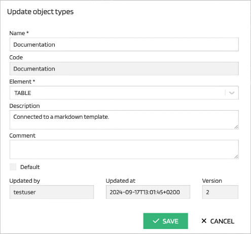 Object type update